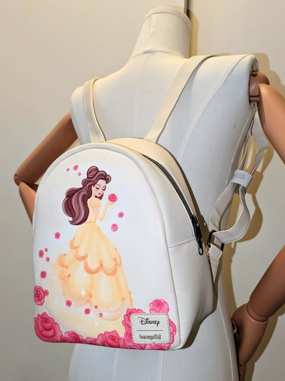 NWT Disney Princess Belle Watercolor Rose Loungefly Mini Backpack